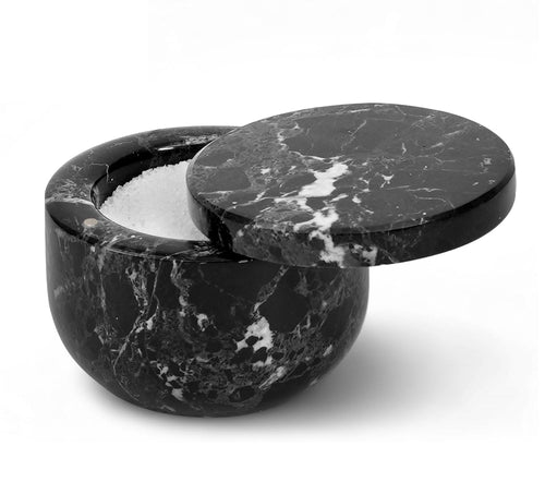 Marble Salt Cellar with Swivel Lid 3" Inches Green Onyx Salt Keeper for Countertop, Kosher Salt and Seasoning Storage Container for Kitchen or Bath Salt