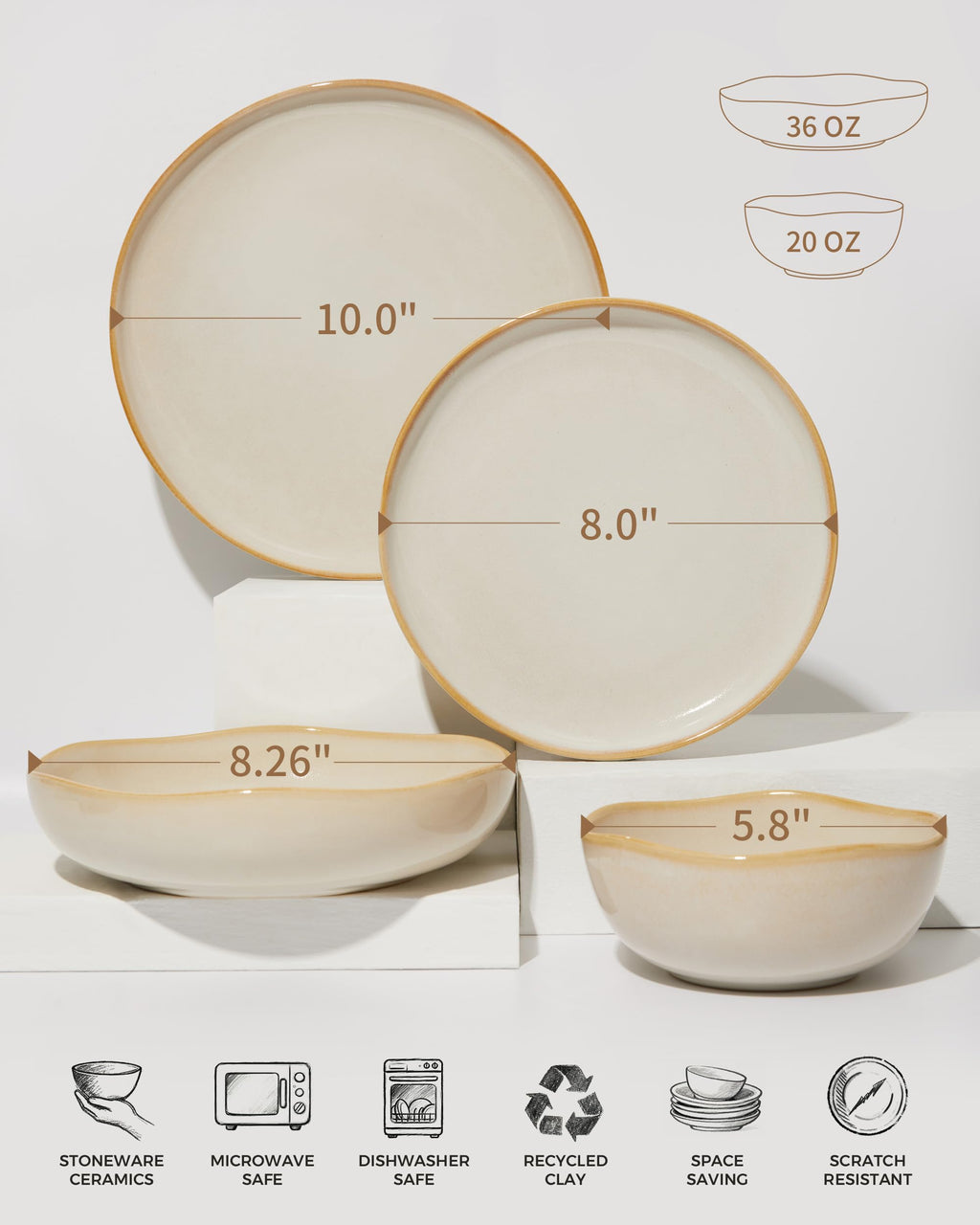 Plates and Bowls Sets, 16 Pieces Dinnerware Set for 4 with Pasta Bowls, Handmade Dishes Set, Chip Resistant Dishware Sets, Microwave Safe Dinner Set, Designed for Interactive Meals, Gray Green