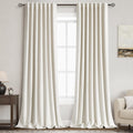 Nanspring Cream 100% Blackout Linen Curtains 84 Inch Length 2 Panels Set for Bedroom Back Tab Neutral Boho Modern Farmhouse Decor Black Out Curtain for Living Room Natural Ivory Luxury Drapes 52x84