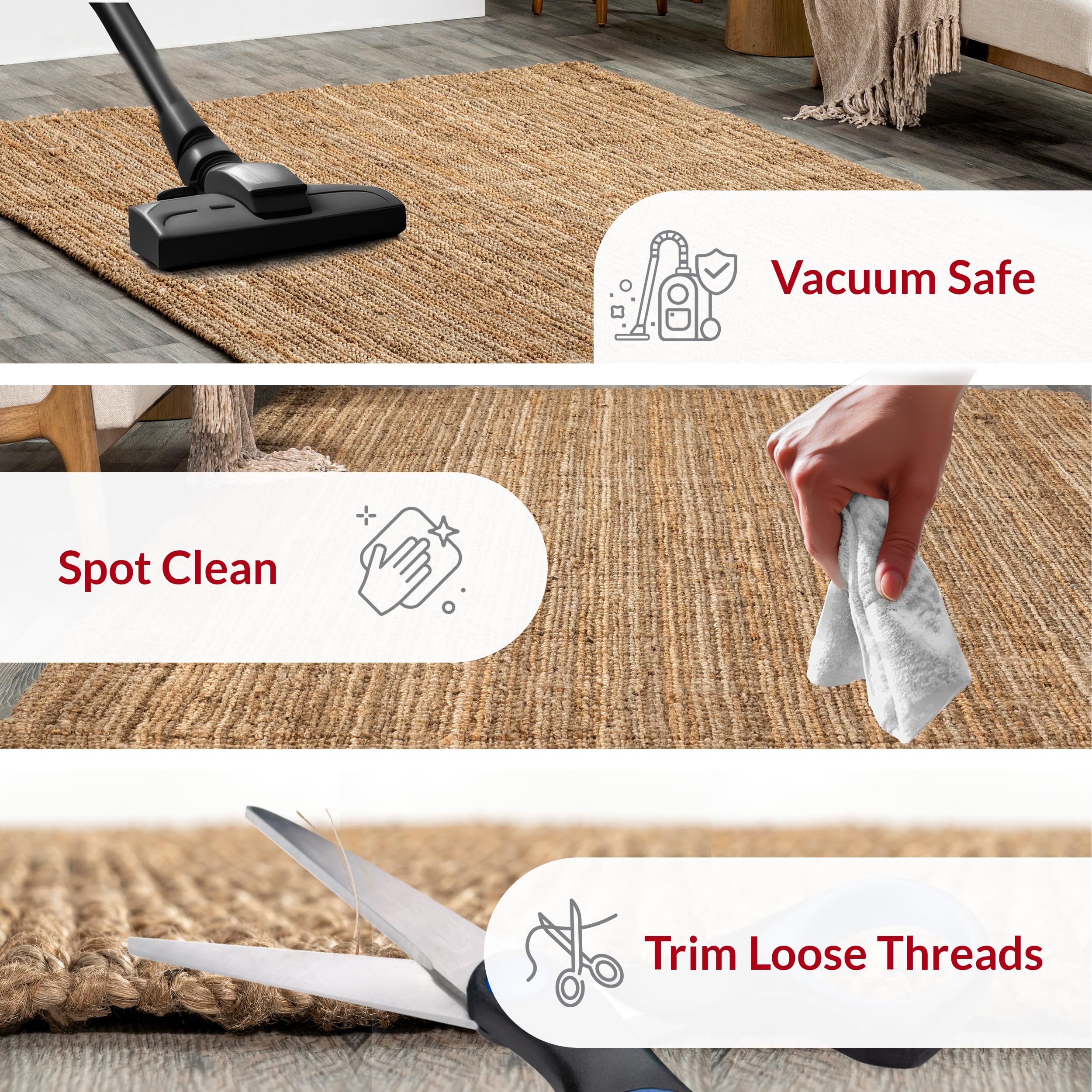 Nuloom Ashli Hand Woven, Farmhouse, Jute, Soft and Textured, High Traffic, Stain Resistant, Easy Clean, Durable Area Rug for Bedroom, Living Room, Dining, Den, Foyer, Entryway