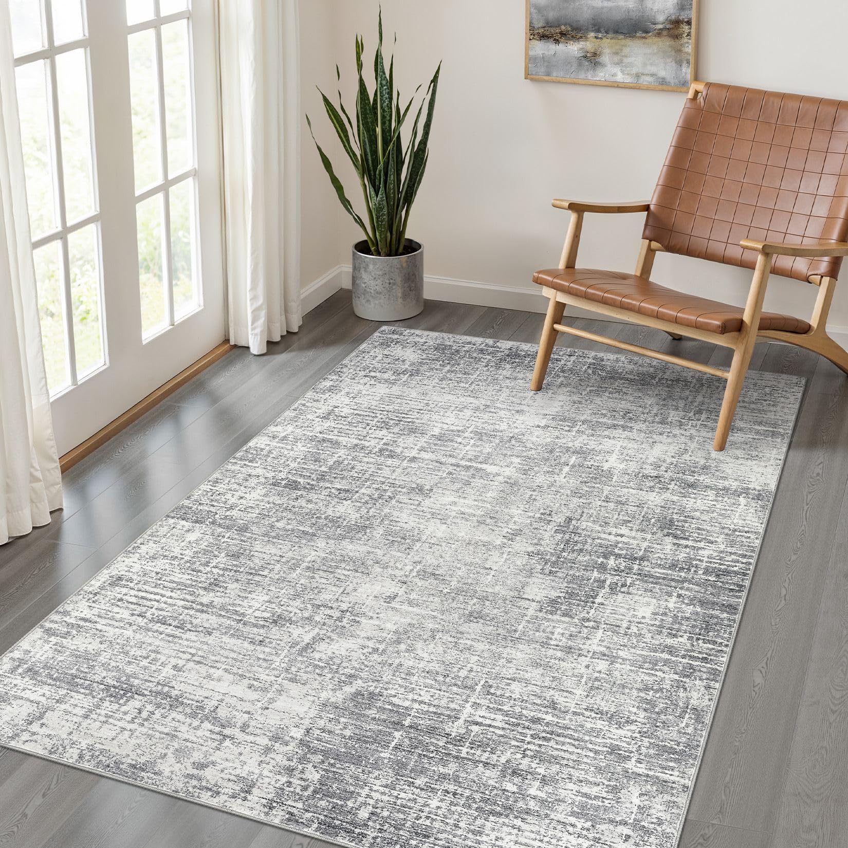 Area Rugs Living Room: Washable Soft Modern Stain Resistant Indoor Floor Non-Slip Carpet for Bedroom Nursery Kids Office Playroom Dining Room Under Table Home